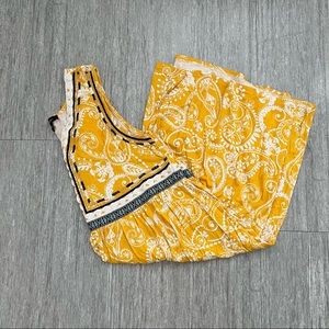 Yellow Paisley Embroidered Summer Dress